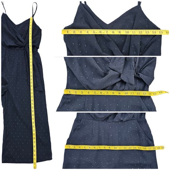 Black Sparkle Jumpsuit Everly Size S Small Sleeveless Wide Leg Crop Side Tie EUC - Picture 6 of 12